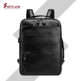 GuiSoHn Backpack Men Men's Waterproof Business Backpack Charging Large Capacity Laptop Bag PU Leather Portable (LLB)