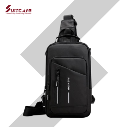 New Crossbody Bags Men Shoulder Bag Fashion Waist Bags Nylon Backpacks Waterproof Sling Bags with USB Interface for Men Outdoor Sports -(4B2)